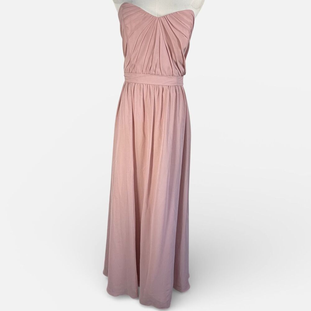 Alfred Angelo Bridesmaid Dress Women 14 Strapless Maxi Blush Pink Formal
